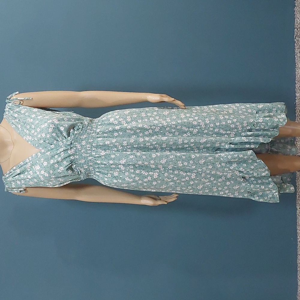 NWT Seven Islands Womens High Low Green Floral Dress With Hair Tie Plus Size 1X